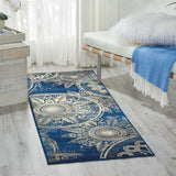 Nourison Somerset Geometric Denim 2' x 5'9" Area Rug, Easy Clean, Non Shedding, Bed Room, Living Room, Dining Room, Kitchen (2x6)