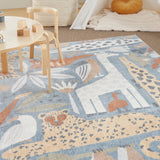 Nourison Astra Machine Washable Contemporary Multicolor 5'3" x 7' Kids Area Rug, Easy Clean, Non Shedding, Bed Room, Living Room, Dining Room, Kids Rug, Playroom, Nursery (5x7)