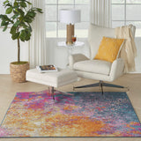 Nourison Passion Modern Sunburst 5'3" x 5'3" Square Area-Rug, Easy-Cleaning, Non Shedding, Bed Room, Living Room, Dining Room, Kitchen (5 Square)