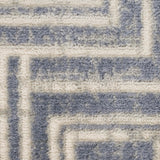 Nourison Serenity Home Geometric Blue Ivory 2'2" x 7'6 Area -Rug, Easy -Cleaning, Non Shedding, Bed Room, Living Room, Dining Room, Backyard, Deck, Patio (2x8)