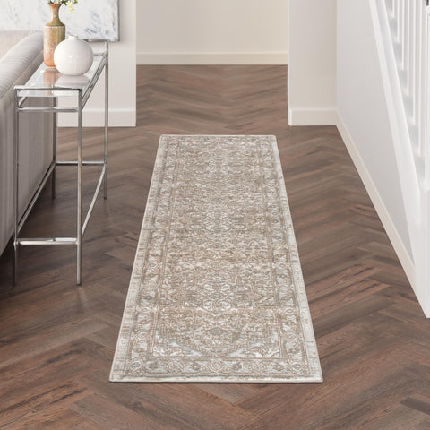 Nourison Concerto Beige 2'2" x 7'6" Area Rug Easy Clean, Non Shedding, Bed Room, Living Room, Dining Room, Kitchen (8' Runner)