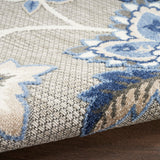 Nourison Aloha Indoor/Outdoor Modern Blue Grey 2'8" x 4' Area Rug, Easy Cleaning, Non Shedding, Bed Room, Living Room, Dining Room, Backyard, Deck, Patio (3x4)