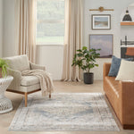 Nourison Astra Machine Washable Bohemian Light Blue 5'3" x 7' Area Rug, Easy Clean, Non Shedding, Bed Room, Living Room, Dining Room, Kitchen (5x7)