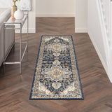 Nourison Essentials Indoor/Outdoor Navy 2'2" x 7'6" Area Rug, Non Shedding, Bed Room, Living Room, Dining Room, Backyard, Deck, Patio (2x8)