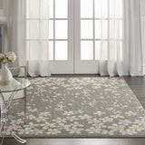 Nourison Tranquil Floral Grey/Beige 4' x 6' Area Rug, Easy Cleaning, Non Shedding, Bed Room, Living Room, Dining Room, Kitchen (4x6)