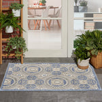 Nourison Aloha Indoor/Outdoor Blue/Grey 2'8" x 4' Area Rug, Easy Cleaning, Non Shedding, Bed Room, Living Room, Dining Room, Backyard, Deck, Patio, High-traffic Areas (2x4)