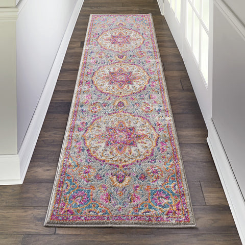 Nourison Passion Grey/Multi 2'2" x 10' Area -Rug, Farmhouse, Transitional, Bed Room, Living Room, Dining Room, Kitchen, Easy -Cleaning, Non Shedding, (10' Runner)