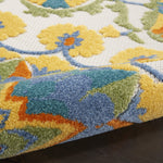 Nourison Aloha Indoor Outdoor Multicolor 4' x Round Area Rug, Floral, Tropical, Easy Cleaning, Non Shedding, Bed Room, Living Room, Deck, Backyard, (4' Round)