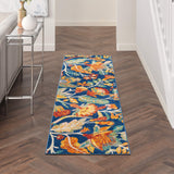 Nourison Allur Modern Navy Multicolor 2'3" x 7'6" Area Rug, Easy Clean, Non Shedding, Bed Room, Living Room, Dining Room, Kitchen (2x8)