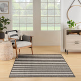 Nourison Positano Indoor/Outdoor Charcoal Ivory 5' x 7' Area Rug, Easy Cleaning, Non Shedding, Bed Room, Living Room, Dining Room, Deck, Backyard, Patio (5x7)