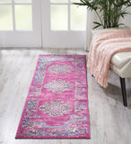 Nourison Passion Fuchsia 1'10" x 6' Area -Rug, Boho, Traditional, Easy -Cleaning, Non Shedding, Bed Room, Living Room, Hallway, (6' Runner)