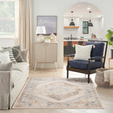Nourison Astra Machine Washable Ivory Blue 5'3" x 7' Area Rug, Easy Clean, Non Shedding, Bed Room, Living Room, Dining Room, Kitchen (5' x 7')