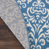 Nourison Grafix Damask Blue 8' x Round Area Rug, Easy Cleaning, Non Shedding, Bed Room, Living Room, Dining Room, Kitchen (8 Round)