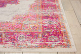 Nourison Passion Ivory/Fuchsia 3'9'' x 5'9'' Area-Rug, Boho, Traditional, Easy-Cleaning, Non Shedding, Bed Room, Living Room, Hallway, (4' x 6')