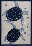 Nourison Aloha Indoor/Outdoor Navy Blue 3'6" x 5'6" Area -Rug, Easy Cleaning, Non Shedding, Bed Room, Living Room, Dining Room, Deck, Patio (3x5)