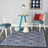 Nourison Jubilant Floral Navy/Ivory 3' x 5' Area--Rug, Easy--Cleaning, Non Shedding, Bed Room, Living Room, Dining Room, Kitchen (3x5)