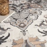 Nourison Elation Transitional Ivory Grey 5'3" x Round Area -Rug, Easy -Cleaning, Non Shedding, Bed Room, Living Room, Dining Room, Kitchen (5 Round)