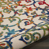Nourison Aloha Indoor/Outdoor Multicolor 7'10" x Round Area Rug, Transitional, French Country, Easy Cleaning, Non Shedding, Bed Room, Kitchen, Living Room, Deck, Backyard, (8' Round)