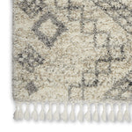 Nourison Scandinavian Shag Ivory/Grey 5'3" x 7'9" Area Rug, Easy Clean, Non Shedding, Bed Room, Living Room, Dining Room, Kitchen (5x8)