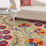 Nourison Aloha Indoor/Outdoor Red/Multi 6' x 9' Area Rug, Easy Cleaning, Non Shedding, Bed Room, Living Room, Dining Room, Deck, Backyard, Patio (6x9)