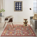 Nourison Allur Traditional Red Multicolor 5'3" x 7'3" Area -Rug, Easy -Cleaning, Non Shedding, Bed Room, Living Room, Dining Room, Kitchen (5x7)