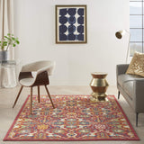Nourison Allur Traditional Red Multicolor 5'3" x 7'3" Area -Rug, Easy -Cleaning, Non Shedding, Bed Room, Living Room, Dining Room, Kitchen (5x7)