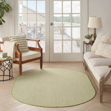 Nourison Courtyard Indoor/Outdoor Ivory Green 5' x 8' Oval Area Rug, Easy Cleaning, Non Shedding, Bed Room, Living Room, Dining Room, Backyard, Deck, Patio (5x8 Oval)