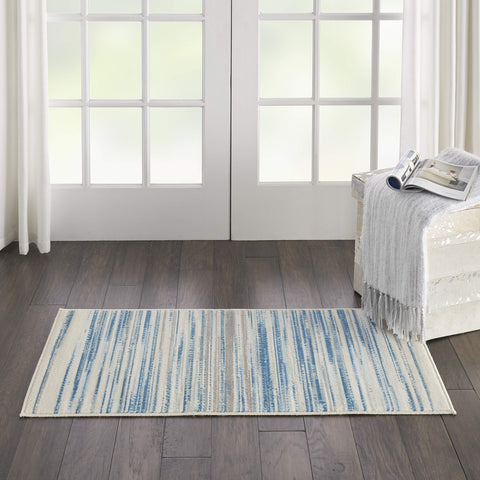 Nourison Jubilant Abstract Blue 2' x 4' Area Rug, Easy Cleaning, Non Shedding, Bed Room, Living Room, Dining Room, Kitchen (2x4)