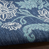 Nourison Garden Oasis Indoor/Outdoor Navy 5' x 7' Area Rug, Easy-Cleaning, Non Shedding, Bed Room, Living Room, Dining Room, Backyard, Deck, Patio (5x7)