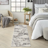 Nourison Elation Abstract Ivory/Grey 2'3" x 7'6" Area -Rug, Easy -Cleaning, Non Shedding, Bed Room, Living Room, Dining Room, Kitchen (2x7)