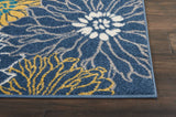 Nourison Passion Blue 3'9" x 5'9" Area Rug, Floral, Farmhouse, Easy Clean, Non Shedding, Bed Room, Living Room, Dining Room, Kitchen, (4' x 6')