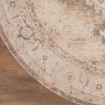 Nourison Astra Machine Washable Beige 5'3" x Round Area Rug, Easy Clean, Non Shedding, Bed Room, Living Room, Dining Room, Kitchen (5' Round)