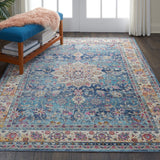 Nourison Vintage Kashan Traditional Blue 4' x 6' Area -Rug, Easy -Cleaning, Non Shedding, Bed Room, Living Room, Dining Room, Kitchen (4x6)