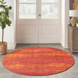 Nourison Essentials 4' x Round Red Modern Indoor/Outdoor Rug