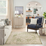 Nourison Astra Machine Washable Ivory Green 5'3" x 7' Area Rug, Easy Clean, Non Shedding, Bed Room, Living Room, Dining Room, Kitchen (5' x 7')
