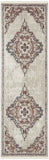 Nourison Geneva Brick Silver 2'2" x 7'6" Area Rug, Traditional, French Country, Easy Cleaning, Non Shedding, Bed Room, Living Room, Dining Room, Kitchen, (8' x Runner)