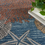 Nourison Pompeii Coastal, Nautical & Beach Blue Multicolor 4' x 6' Area Rug, Easy Clean, Non Shedding, Bed Room, Living Room, Dining Room, Kitchen (4x6)