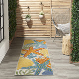 Nourison Aloha Indoor/Outdoor Multicolor 2'3" x 8' Area Rug, Coastal, Tropical, Easy Cleaning, Non Shedding, Bed Room, Living Room, Deck, Backyard, (8' x Runner)