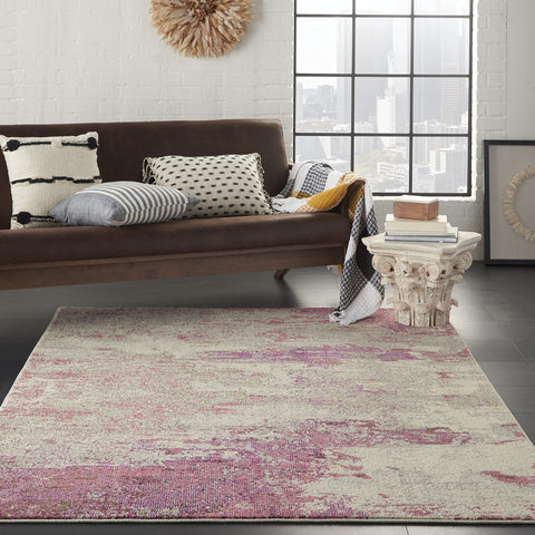 Nourison Celestial Modern Abstract Ivory/Pink 3'11" x 5'11" Area -rug, Easy -cleaning, Non Shedding, Bed Room, Living Room, Dining Room, Kitchen (4x6)