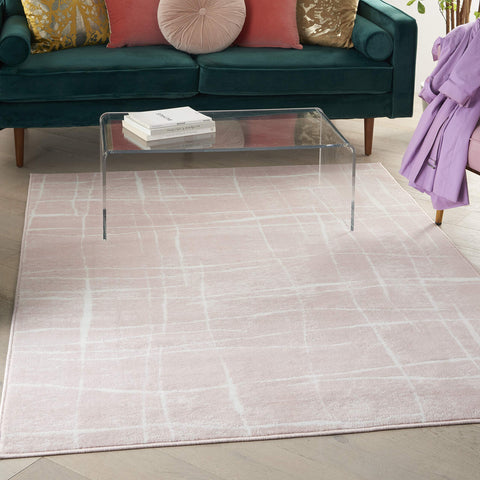 Nourison Whimsicle Pink Ivory 5' x 7' Area Rug, Contemporary, Artistic, Easy Cleaning, Non Shedding, Bed Room, Living Room, Dining Room, Kitchen (5x7)