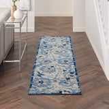 Nourison Aloha 8' Runner Blue Gray Fabric Farmhouse Area Rug (8' Runner)