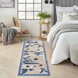 Nourison Aloha Outdoor Blue Grey 2'3" x 12' Area Rug, Easy Cleaning, Non Shedding, Bed Room, Living Room, Dining Room, Deck, Backyard, Patio (2x12)