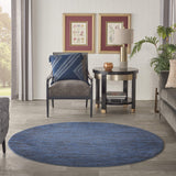 Nourison Essentials Indoor/Outdoor Midnight Blue 6' x Round Area Rug, Easy Cleaning, Non Shedding, Bed Room, Living Room, Dining Room, Backyard, Deck, Patio (6 Round)