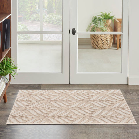 Nourison Aloha Indoor/Outdoor Ivory Grey 2'8" x 4' Area Rug, Easy Cleaning, Non Shedding, Bed Room, Living Room, Dining Room, Backyard, Deck, Patio (3x4)