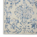 Nourison Jubilant Damask Ivory/Blue 3' x 5' Area-Rug, Easy-Cleaning, Non Shedding, Bed Room, Living Room, Dining Room, Kitchen (3x5)