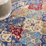 Nourison Grafix Traditional Multicolor 5'3" x Round Area -Rug, Easy -Cleaning, Non Shedding, Bed Room, Living Room, Dining Room, Kitchen (5 Round)