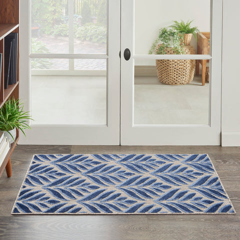 Nourison Aloha Indoor/Outdoor Blue 2'8" x 4' Area -Rug, Easy -Cleaning, Non Shedding, Bed Room, Living Room, Dining Room, Kitchen (3x4)