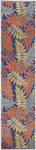 Nourison Aloha Indoor-Outdoor Navy Multicolor 2' x 6' Area Rug, Easy Cleaning, Non Shedding, Bed Room, Living Room, Dining Room, Backyard, Deck, Patio (2x6)