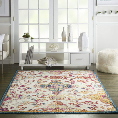 Nourison Vintage Ivory/Multi 5'3" x 7'3" Area Rug - Easy Clean, Non Shedding, Bed Room, Living Room, Dining Room, Kitchen (5' x 7')