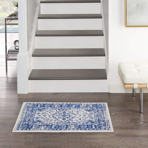 Nourison Whimsicle Traditional Ivory Navy 2' x 3' Area Rug, Easy Cleaning, Non Shedding, Bed Room, Living Room, Dining Room, Kitchen (2x3)